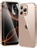 toushion 3 in 1 for iPhone 16 Pro Max Case Clear,[Yellowing-Resistant Acrylic Back] Screen Protector *1 & Camera Lens Protector*1, Shockproof for iPhone 16 Pro Max Phone Case 6.9 inch Clear