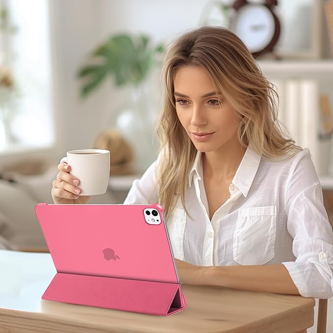 ProCase for iPad Pro 13 Inch Case M5 2025/ M4 2024, Smart Cover iPad Pro M5 M4 Case 13 Inch, Slim Stand Translucent Hard Shell Back, Supports Touch ID, Auto Wake/Sleep -Melonpink