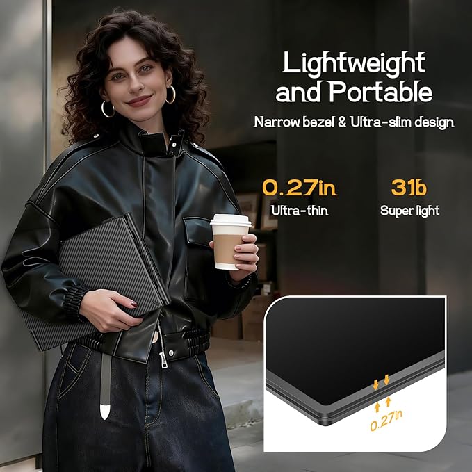 Laptop Screen Extender, 14'' FHD 1080P Ultra-Slim Triple Portable Monitor for Laptops, Two Cable USB-C Travel Monitor Extender Plug & Play for 13"-17" Laptop, Compatible with Wins/Mac/Android/Chrome