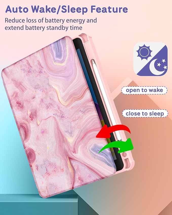 Uppuppy for iPad Pro 12.9 Case Folio Cover with Pencil Holder Women Girls Cute Girly Kawaii Teens Aesthetic Unique Fashion Rotating Stand for Apple iPad Pro 12.9 Inch Cases 2022/2021/2020/2018