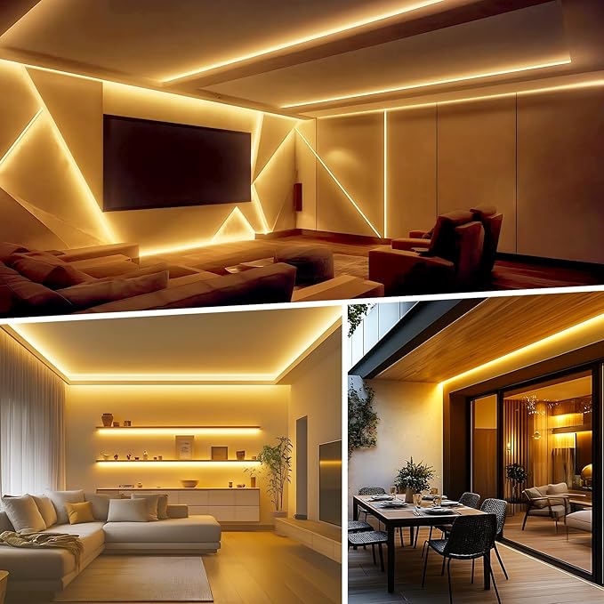 Shine Decor LED Strip Light Easy Connectable, 2800K Warm White Cold Resist Weatherproof Plug-in for Indoor Outdoor, 101 LM/FT Dimmable Bright Eco Rope Lighting 82FT, 120V Whole Set ETL Listed