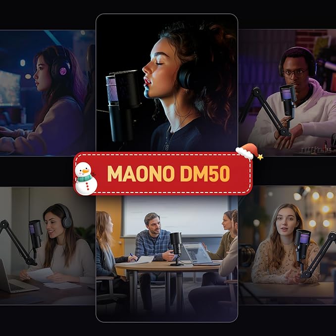 MAONO USB Microphone for Gaming Streaming, Podcast Condenser mic with 3 Polar Patterns Software for Twitch TikTok YouTube Discord, Profession Studio Recording Mic for Computer PC Mac DM50