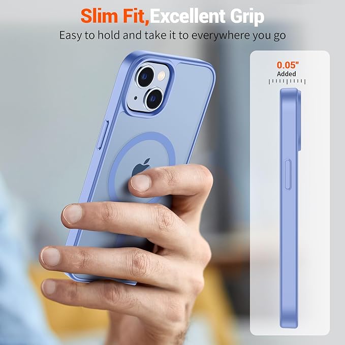 SUPFINE Magnetic for iPhone 15 Plus Case & iPhone 14 Plus Case(Compatible with MagSafe)(Military Grade Drop Protection) Slim Translucent Shockproof Phone Case, Blue Purple