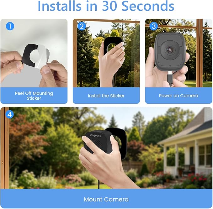 5MP 3K Magnetic Window Camera, Indoor Safeview Window Security Camera for Home with Full Color Night Vision,5G&2.4GHz WiFi 6,AI Human Vehicle Detection,2-Way Audio, N0 Drill, 24/7 Recording