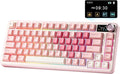 YUNZII B75 PRO MAX QMK/VIA Wireless Mechanical Keyboard,75% Layout with Screen and Knob,Custom Hot Swap Gasket,Creamy Pre-lubed Switches,Bluetooth/Type-C/2.4G for Win/Mac (Pink Heart,Candy Switch)