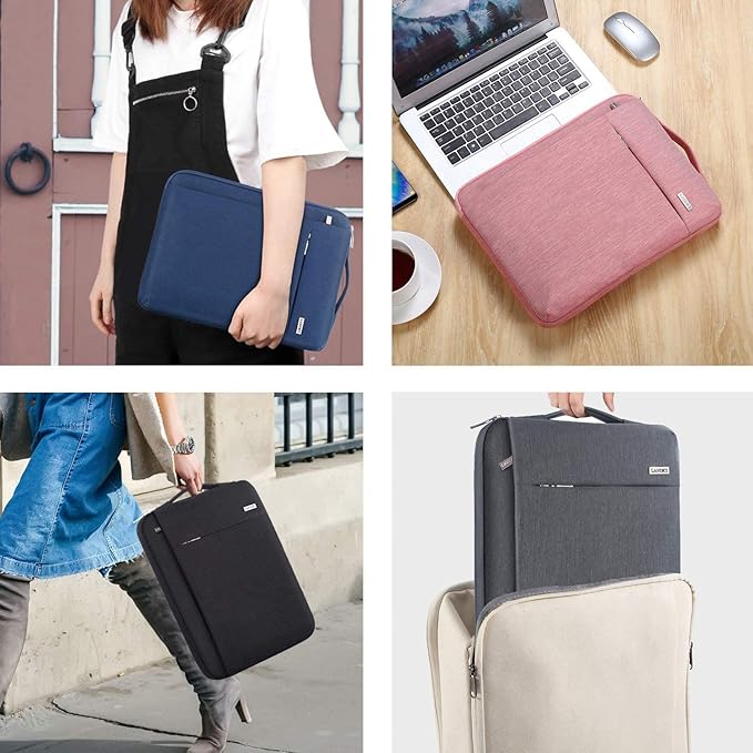 LANDICI 360°Protective Laptop Sleeve 15.6 Inch for MacBook Pro 16 M2/M1, MacBook Air 15,Computer Cover Bag,15-16" HP Dell Asus Lenovo Laptop, Pink