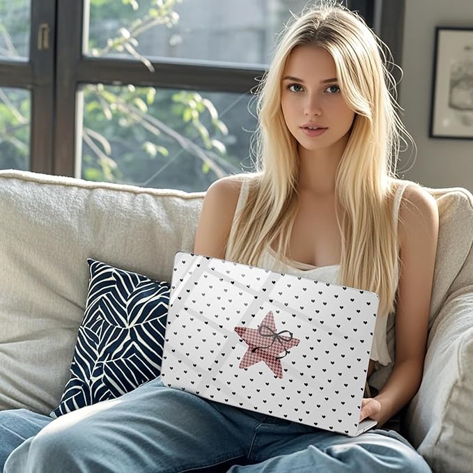 Compatible with MacBook Pro 13 inch Case M2 2025, 2024-2016 A2338 M1 A2251 A2289 A2159 A1989 A1708 A1706, Cute Love Heart Star Bow Protective Hard Shell Clear Cover for Mac Pro 13