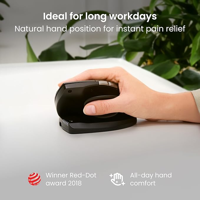Contour Unimouse Ergonomic Vertical Mouse Adjustable 35°-70° Tilt Angle, 6 Programmable Buttons for Productivity, Customizable Thumb Rest for Wrist Pain Relief | Plug & Play Mac/PC - Wireless - Right