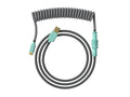 Ranked Coiled Keyboard Cable | Handcrafted Double-Sleeved Braided Cable | USB Type C to A | 5-Pin Aviator Connector for Custom Mechanical Gaming Keyboard | Support Fast Charge 20W (Dolch)