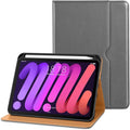 DTTO for iPad Mini 7th (A17 Pro) 2024/iPad Mini 6th Generation Case 2021 8.3 Inch, Premium Leather Business Folio Stand Cover for Mini 7/6 with Pencil Holder-Multiple Viewing Angles, Gray