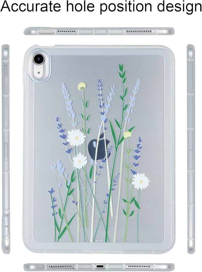 for iPad Pro 12.9 inch Case 6th/5th/4th/3rd Generation (2022/2021/2020/2018) Frosted Translucent Clear Slim Lightweight Protective Cover Soft TPU Back Shockproof Silicone Shell, White Flower
