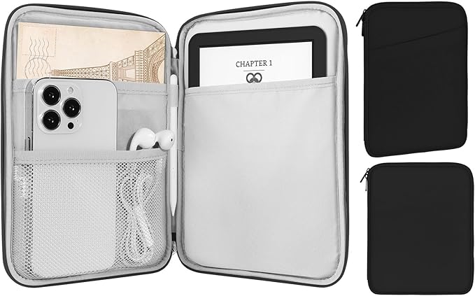 MoKo 6-7" eReader Sleeve Bag for 7" ereader Colorsoft Signature Edition, All-New 6" ereader 11th Gen 2022/10th Gen 2019/8th Gen 2016, 6.8" ereader Paperwhite 11th/10th Gen 2021/2018, Black