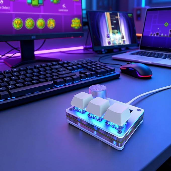 O3C Rapid Trigger Hall Effect Keyboard Suitable for OSU and Geometry Dash Rhythm Game Macro Keypad with Magnetic Linear Switches (White, Gateron Jade Pro Green Switch)