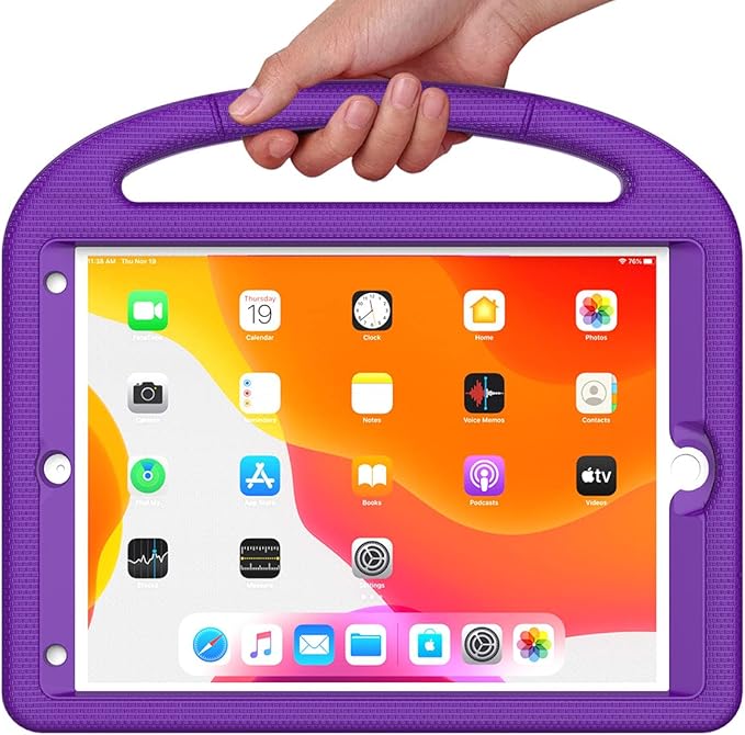 Kids Case for iPad 10.2 & 10.5, iPad 9th/8th/7th Generation 10.2" 2021 2020 2019 Case with Screen Protector, iPad Air 3rd Gen/Pro 10.5 inch Protective Cover with Handle Stand, Purple