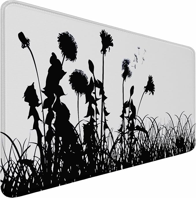 Large Gaming Mouse pad, Waterproof Mousepad with Stitched Edges, Premium Microfiber Cloth Surface, Non-Slip Base Keyboard Desk Mat for Home Office Gaming, Flowers Plants