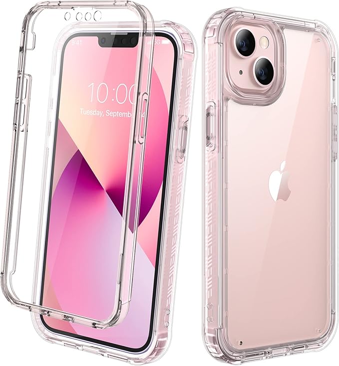 Diaclara Designed for iPhone 13 Case, Full Body Rugged Protection with Built-in Touch Sensitive Screen Protector, Soft TPU Bumper Case for iPhone 13 6.1" (Crystal Clear)