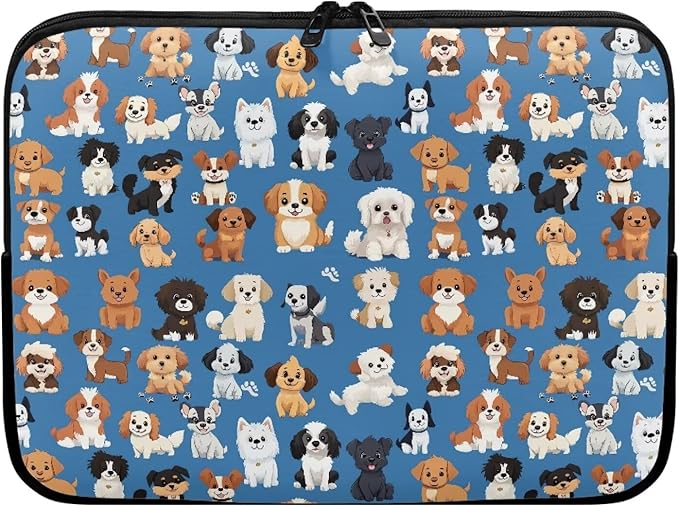 Puppy Dog Laptop Sleeve for Women Teen Girls 13inch Laptop Protector with Multiple Uses Lightweight Computer Sleeve Cute Tablet Bag Laptop Carrying Case Blue
