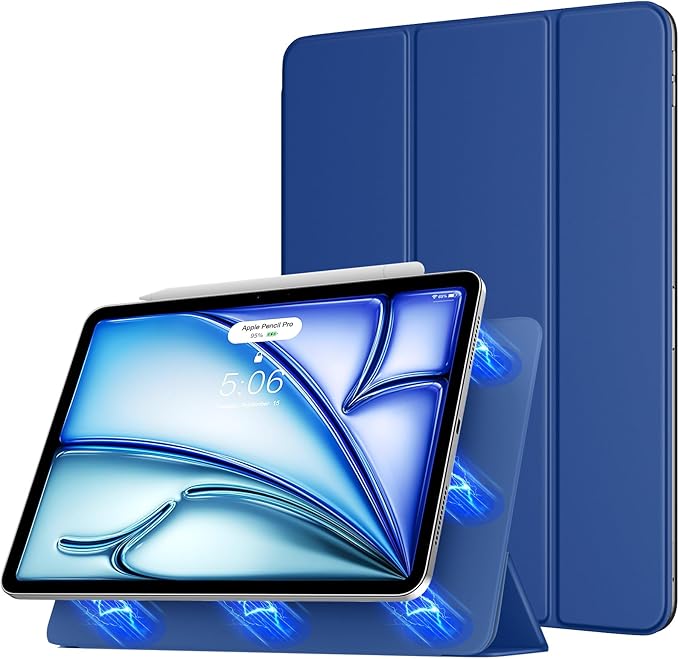 TiMOVO Magnetic Case for iPad Air 11 Inch (M4/M3/M2-2026/2025/2024), iPad Air 5th/4th Generation Case (2022/2020) 10.9 Inch, Smart Folio Magnetic Trifold Stand Cover, Auto Wake/Sleep, Navy Blue