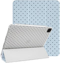 Lovmooful Compatible for iPad Pro 12.9-Inch 2022/2021/2020/2018 (6th/5th/4th/3rd Generation) Case with Pencil Holder Cute Polka Dot with Aesthetic Design Soft TPU Trifold Stand Protective-Blue