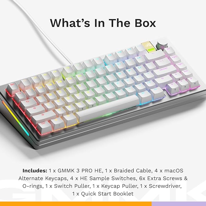 Glorious Gaming - GMMK 3 PRO HE: Rapid Trigger Keyboard, Hall Effect, Custom Modular Aluminum Body, 8K Polling Rate, Hotswap MX & Magnetic Switches, Modular Gasket System, ANSI 75% Tenkeyless (Silver)
