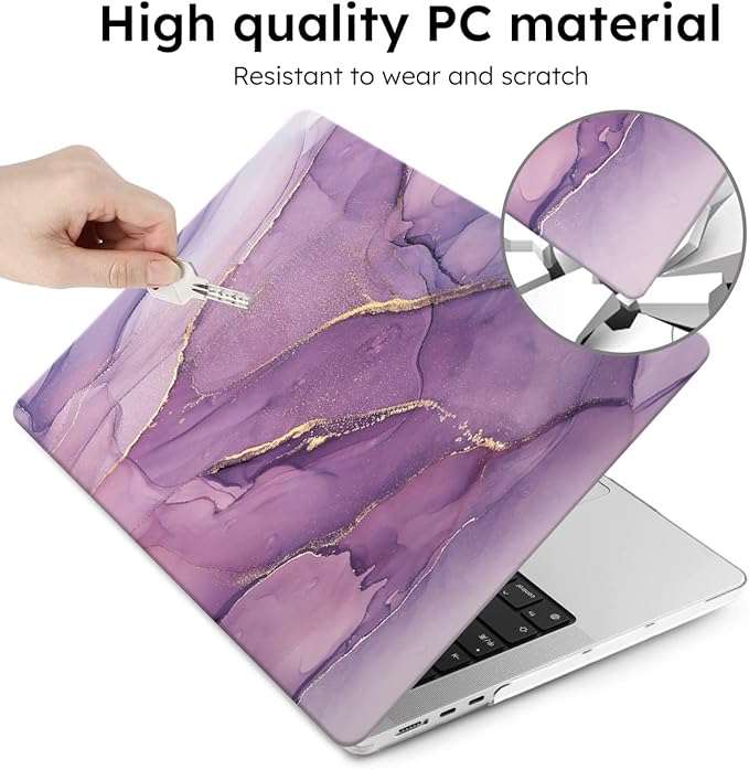 iCasso for MacBook Air 13 inch Case 2025 2024-2022 Release M4 A3240 M3 A3113 A2681 M2 with Liquid Retina Display, Hard Plastic Shell for Mac Air 13.6, TPU Keyboard Cover&Screen Protector, Purple