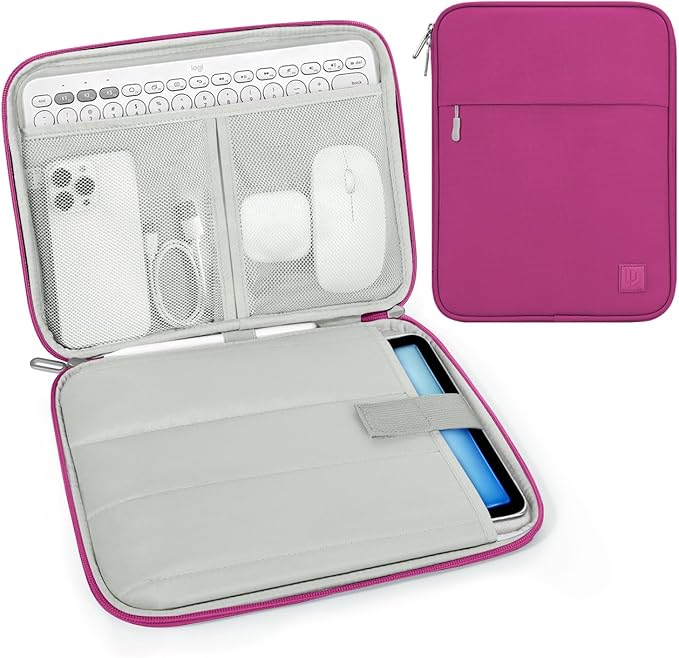 Dadanism 9-11 Inch Tablet Sleeve Padded Carrying Case for iPad (A16) 11th Gen 11", iPad 10th Gen 10.9", iPad Air M4/Pro M5 11", iPad Air 5/4, iPad 9/8/7th Gen, Galaxy Tab A11+ Plus 11", Fuchsia