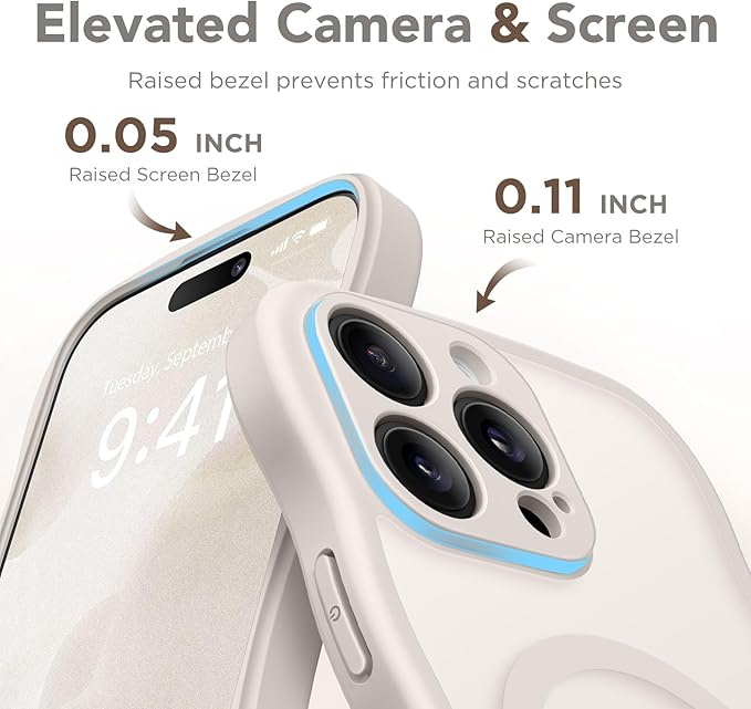CAPRARO for iPhone 16 Pro Case for Women Girls, Upgraded [Full Camera Protection] [Compatible with MagSafe] Cute Wave Translucent Matte Phone Case for iPhone 16 Pro, Stone