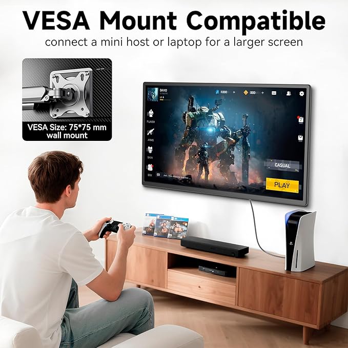 Portable Monitor, 24 inch 1080P FHD 100Hz Laptop Screen Extender, Large Gaming Monitor IPS Display for Laptop, Desktop, MacBook, PS4/5 with Kickstand VESA Compatible