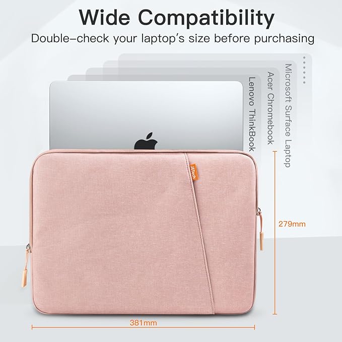 JETech Laptop Sleeve for 15-Inch Notebook, Compatible with MacBook Air 15-Inch M5-M2, MacBook Pro 16-Inch M5-M1, Waterproof Shockproof Case with Accessory Pocket Bag (Rose Gold)