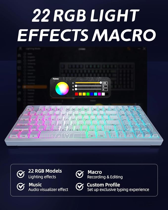 ZORNHER ZH980 Mechanical Keyboard Wireless,95% White Creamy Keyboard with Number Pad,Hot-Swappable Custom Gaming Keyboard,White Topographic Keycaps,Creamy Sounding Linear Switches,Full Size
