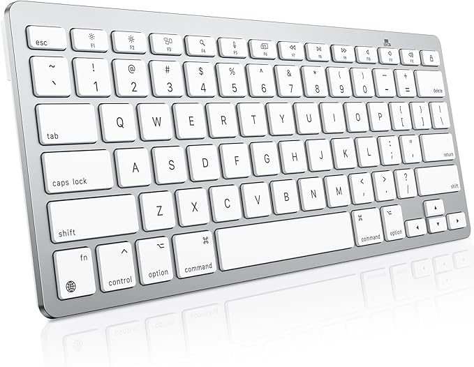 OMOTON Wireless Keyboard for Mac, Compact Ultra-Slim Design (No Number Pad), Stable Bluetooth Keyboard for Mac, Ergonomic and Portable, Compatible with MacBook Pro/Air/iMac, Silverwhite