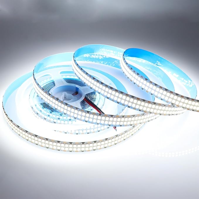 LEDENET 2835 SMD Cold White LED Strip Lights 6500K 16.4ft Double Row 2400 LEDs Flexible LED Strip Tape Light Ribbon Lamp DC 12V LED Daylight Dimmable Strip Lights for Bedroom Lighting