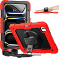 timecity Case for iPad Pro 11 Inch M5 2025 / M4 2024, 360° Rotating Stand, Pencil Holder & Wireless Charging, Shockproof with Screen Protector & Shoulder Strap - for Designers & Professionals, Red