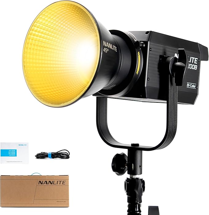 Nanlite FS-200B 220W Bi-Color LED Video Light, 2700K–6500K Continuous Studio Light with Bowens Mount, High CRI TLCI, Quiet Fan, App Control for YouTube, Photography, Filmmaking & Live Streaming