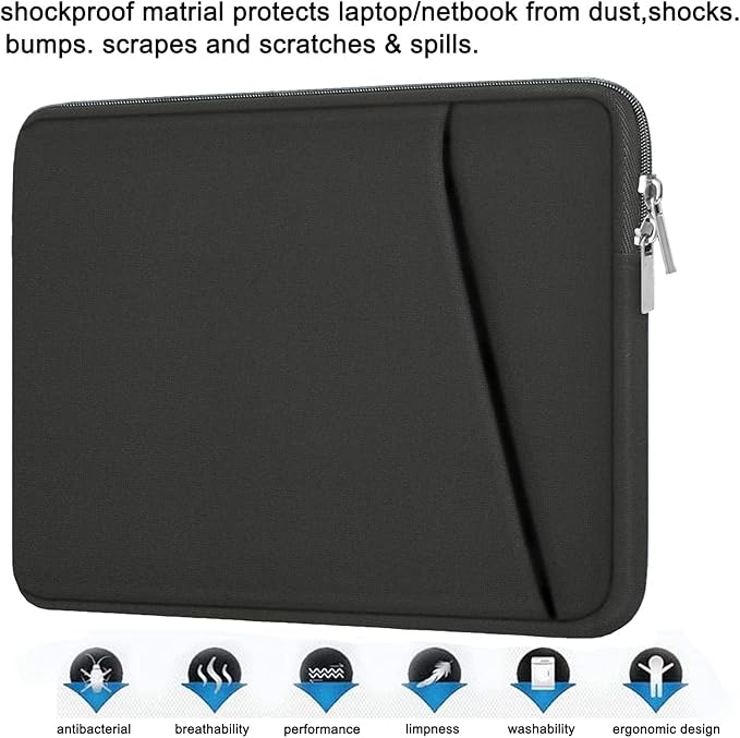 15.6 inch Laptop Sleeve, Durable Briefcase Cover Shockproof Protective Sleeve, Handbags Portable Laptop Bag for 15.6 inch HP Dell Asus Lenovo Notebook Computer Case with Front Pocket, Grey