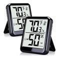 2-Pack Room Thermometer Indoor Hygrometer for Home, Temperature Humidity Meter, Humidity Gauge, Digital Room Temperature Monitor Sensor for Baby Nursery Car Plant - AAA Battery Included