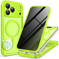 BERFY for iPhone 17 Pro Case, Compatible with MagSafe, Built-in Privacy Screen Protector, Camera Protection, Shockproof Full Body Phone Case 6.3", Translucent Bright Green