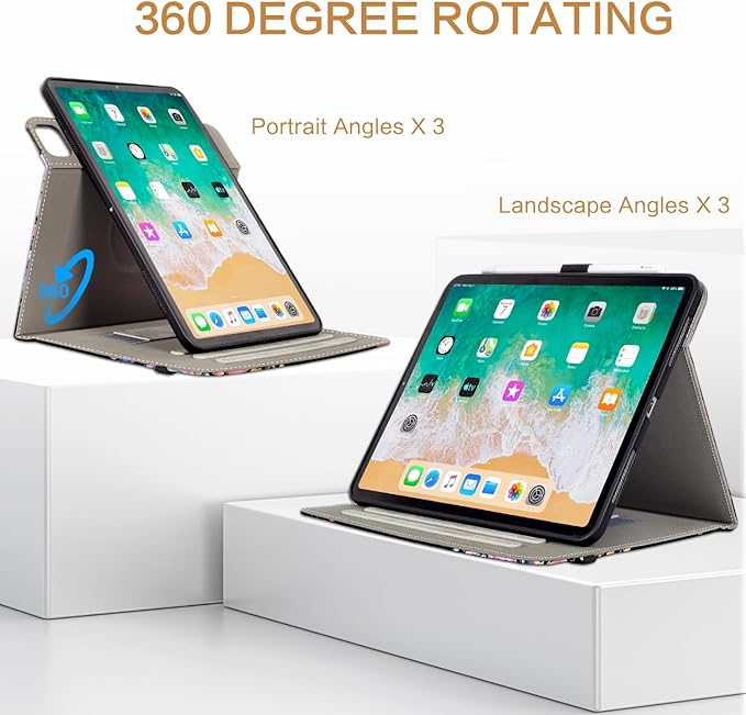 Vimorco for iPad Air M4/M3/M2 11 Inch Case 2026,for iPad Air 5th/4th Gen Cases,for iPad Pro 11 Inch Case 4th/3rd/2nd/1st Generation 360 Degree Rotating Pencil Holder 5 Viewing Angles,Black Flower Bird