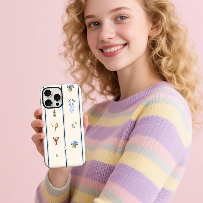 Magnetic for iPhone 15 Plus Case Cute Frog Stripes Phone Case, Summer Shockproof Slim TPU and Hard PC Protective Phone Cover Compatible with MagSafe Designed for Women Girls
