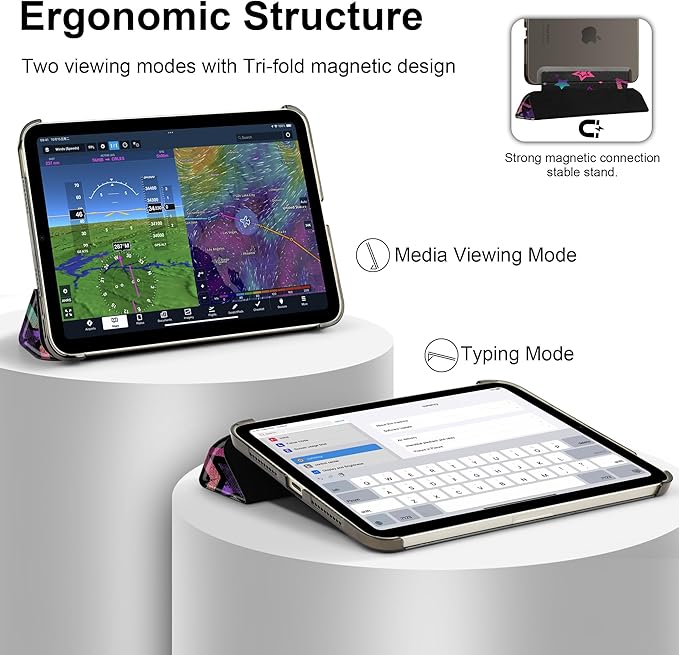 DONGKE for iPad mini 7 (A17 Pro) 2024 & iPad mini 6 2021 8.3 Inch, Slim Foldable Stand Hard PC Translucent Back Shell Smart Cover for iPad mini 7th/6th Generation [Auto Wake/Sleep] - Stars