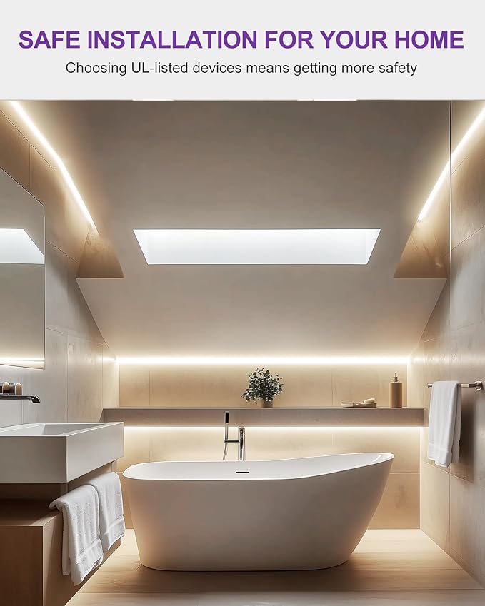 Outdoor LED Strip Lights Waterproof White, 16.4ft IP67 High Density Dimmable Tape Light 4000K, 600 LEDs, 300Lm/ft, 12V Flexible Rope Lights for Home, Balcony, Roof, Patio (Power Source Not Included)
