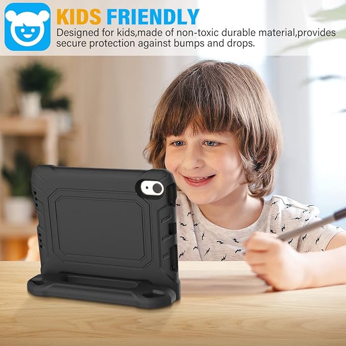 SUPLIK Kids Case for iPad mini 7 (A17 Pro) 2024 & Mini 6 2021, iPad mini 6th/7th Generation Case with Screen Protector, Durable Shockproof Handle Stand Cover for 8.3-inch iPad mini 6/7 Gen, Black