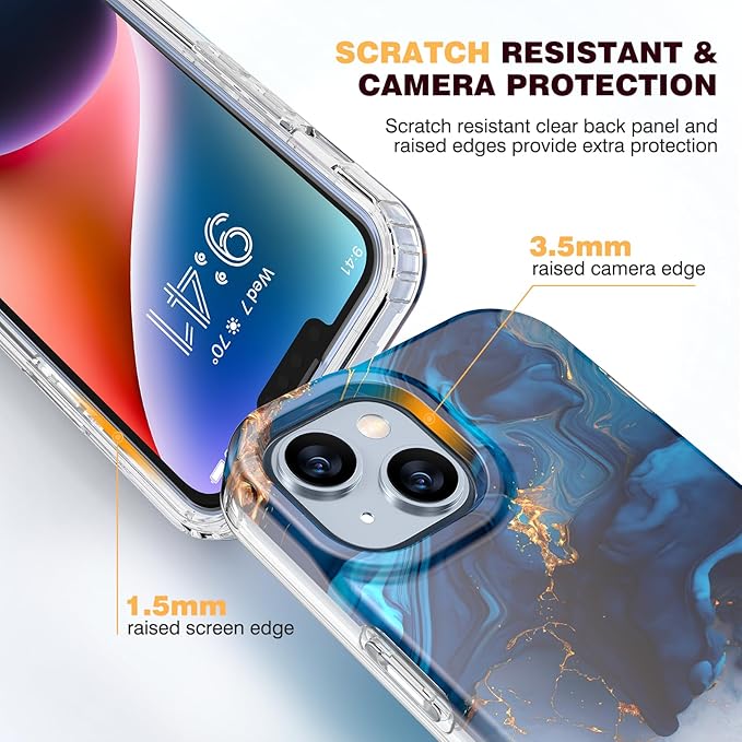 Diaclara Designed for iPhone 14 Case, Full Body Rugged Case with Built-in Touch Sensitive Anti-Scratch Screen Protector, with Camera Lens Protector for iPhone 14 6.1" (Water Blue)