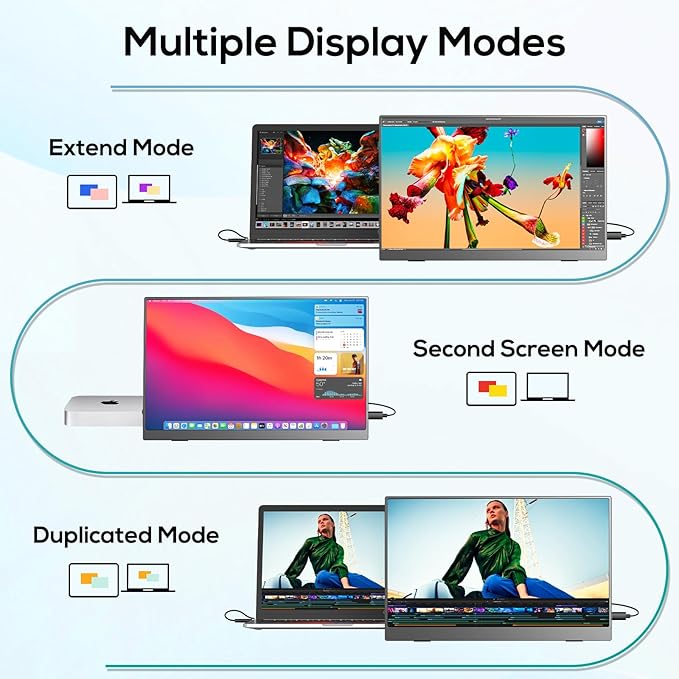 18.5 Inch Portable Monitor, FHD 120Hz IPS HDR 125% sRGB USB-C HDMI External Travel Monitor with Built-in Speakers, VESA Compatible for Laptop MacBook PC Surface PS5 Xbox
