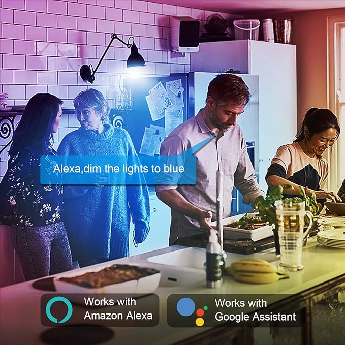 DAYBETTER Smart Light Bulbs, Alexa Light Bulb, WiFi Light Bulbs, RGBCW Color Changing Light Bulb A19 9W 800LM, Smart Bulbs That Work with Alexa & Google Assistant, 2.4Ghz only, No Hub Required,4 Pack