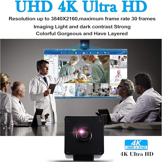 3840x2160 4K Video Surveillance USB Camera 4K Webcam with Sony IMX317 Sensor Webcamera for Industrial, 30fps USB Webcam Built in Microphone Mini Camera with Mini Case Support Most OS Web Cams