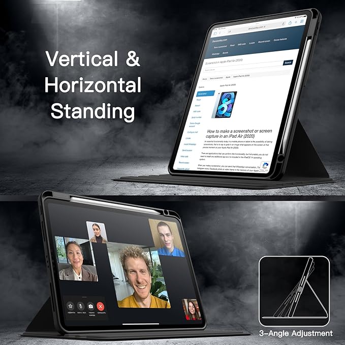 JETech Rotating Case for iPad Pro 11-Inch 2022/2021(4th/3rd gen) with Pencil Holder, 360 Degree Rotation Protective Stand Cover Clear Back, Auto Wake/Sleep (Black)