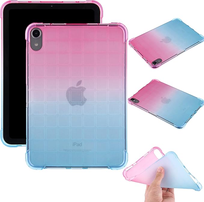 for iPad (A16) 11th Generation 11" 2025 & iPad 10th Generation Case 10.9 inch 2022, Lightweight Thin Translucent Soft TPU Back Shockproof Matte Clear Silicone Gradient Shell, Pink & Green
