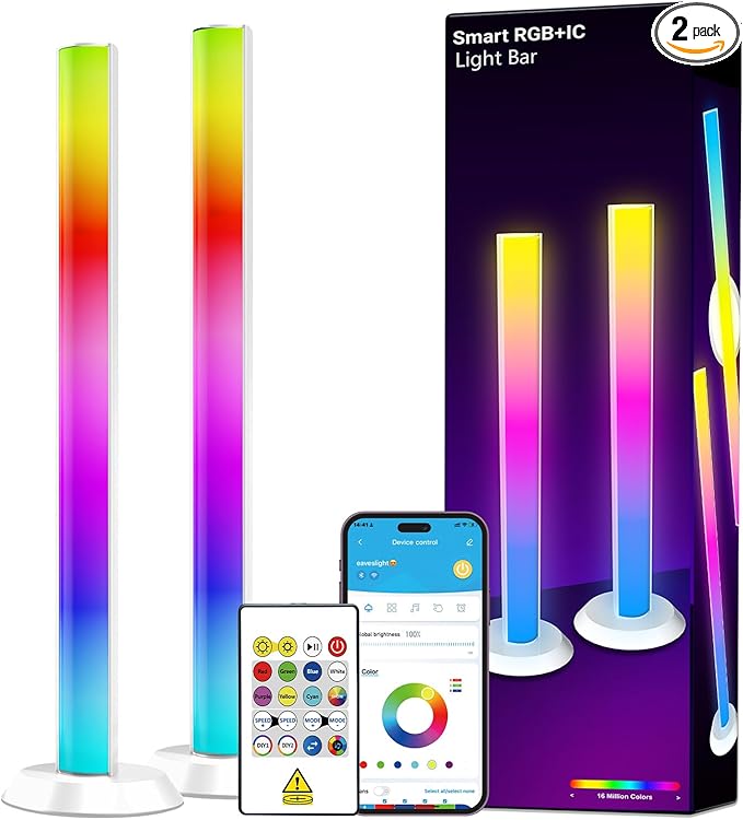 DAYBETTER Smart LED Light Bars, RGB+ICW Gaming Light Bars with Scene and Music Modes, Smart TV Light Bar with Multiple Placement Options, Mood Lighting, Color Changing Light Bar for Gaming Room Decor