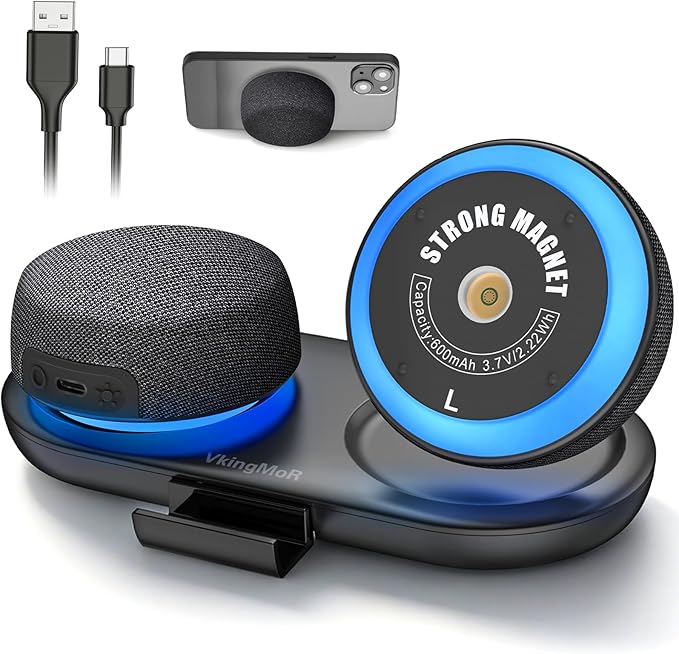 Dual Bluetooth Speaker Set with TWS Stereo & Magnetic Base – 10H Playtime, 3H with RGB Sync Lights On, Phone Stand, Wireless Speakers for TV Watching,Home Theater, Outdoor, Multi-Room